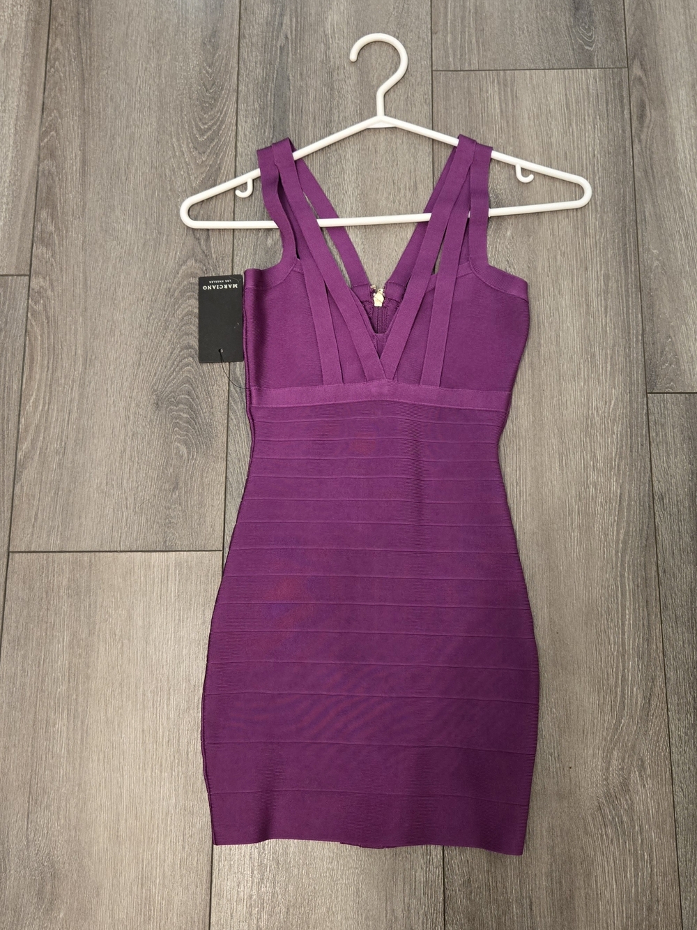 Marciano Purple Strappy Bandage Mini Dress